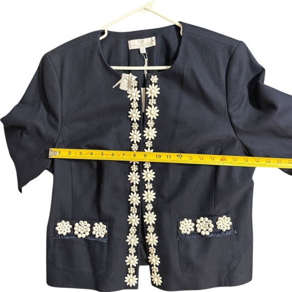 Talbots Navy Blue Floral Embellished Jacket - Picture 10 of 11
